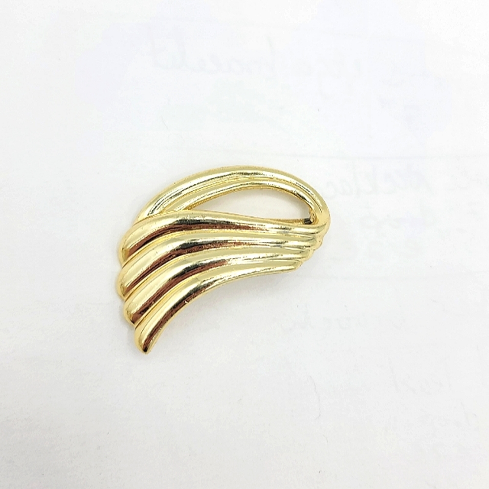 Pastelli Art Deco Abstract Scarf Slide Clip Gold tone Signed Rare Vintage